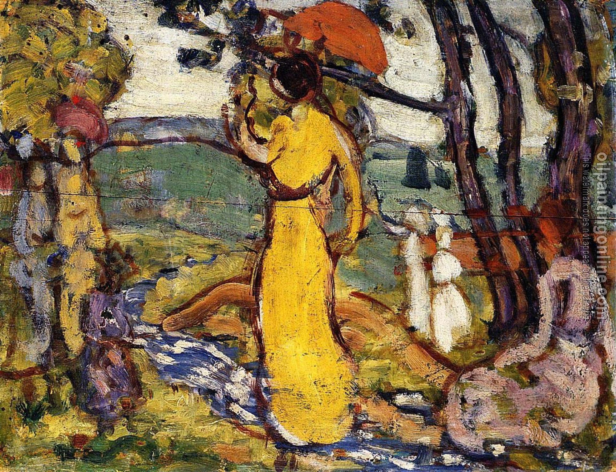 Prendergast, Maurice Brazil - A Lady in Yellow in the Park